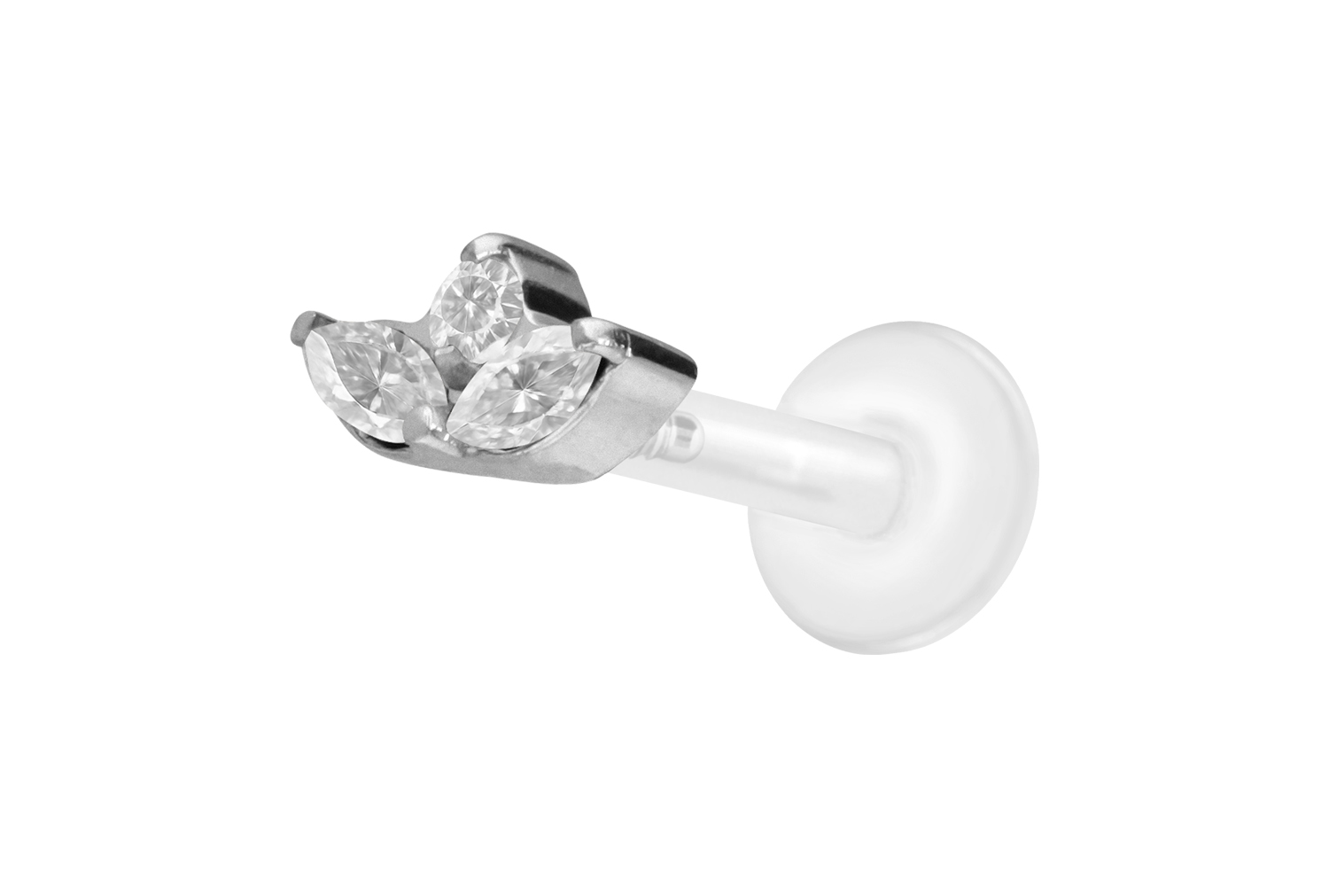 PTFE Labret Piercing mit Innengewinde + Titan-Aufsatz LOTUSBLÜTE